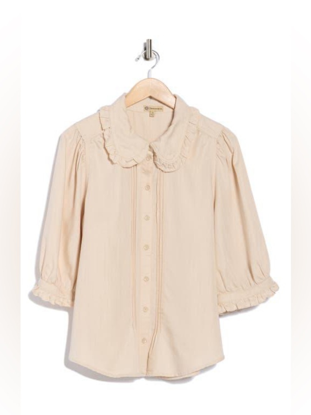 Democracy Women’s Ruffle Trim Collar Button Front Top